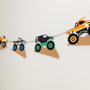 monster trucks banner for a  monster jam inspired birthday or bedroom decor