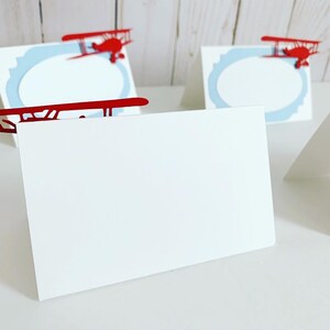 airplane time flies customizable table tent food labels party decorations