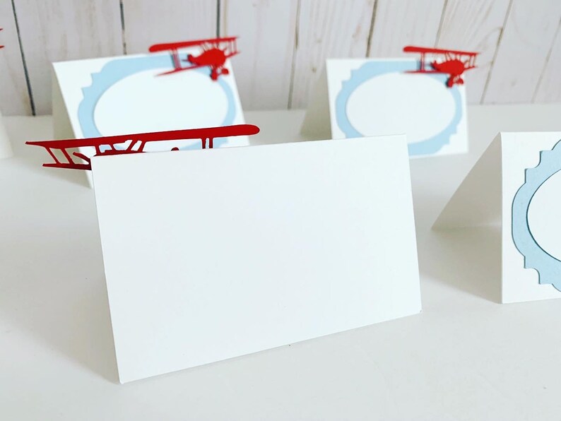 airplane time flies customizable table tent food labels party decorations