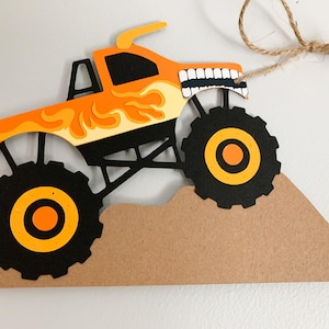 monster trucks banner for a  monster jam inspired birthday or bedroom decor