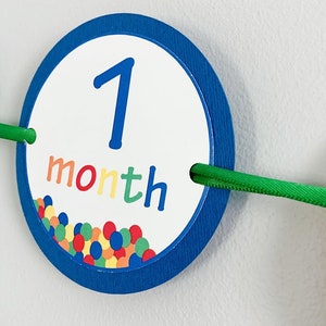 Let's have a ball first birthday milestones photo banner
