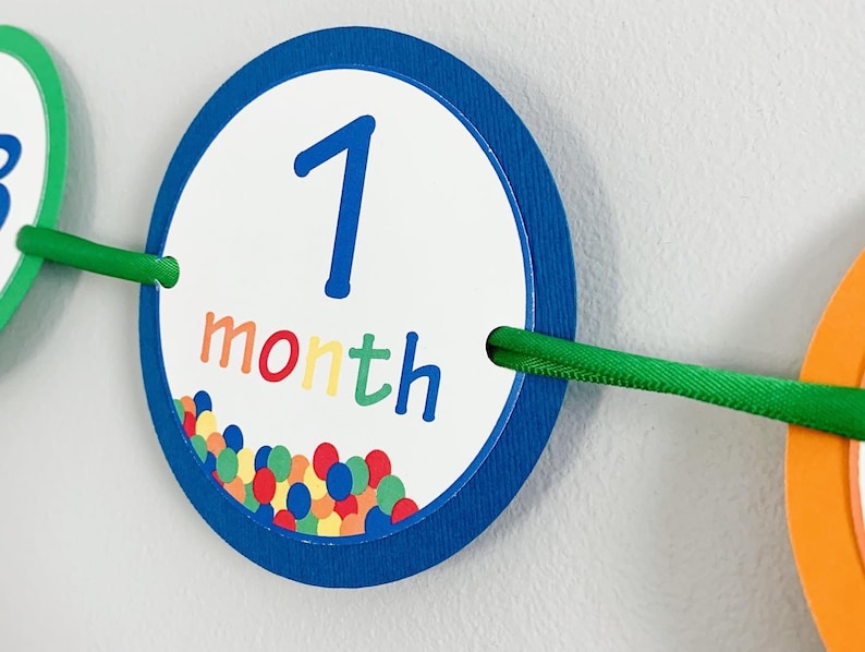 Let's have a ball first birthday milestones photo banner