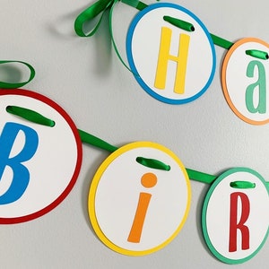 let's have a ball primary colors happy birthday banner for a its a ball to be one or its a ball to be two birthday party