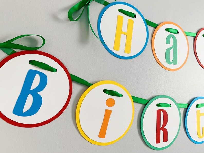 let's have a ball primary colors happy birthday banner for a its a ball to be one or its a ball to be two birthday party