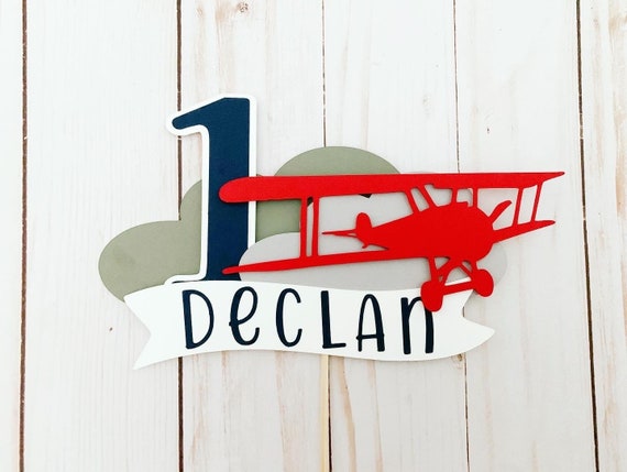 time flies first birthday cake topper, biplane birthday decorations, airplane birthday decorations, airplane cake topper Il_570xn
