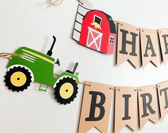 red tractor birthday decorations, red tractor barnyard birthday decorations, tractor barn birthday banner, old macdonald birthday decoration