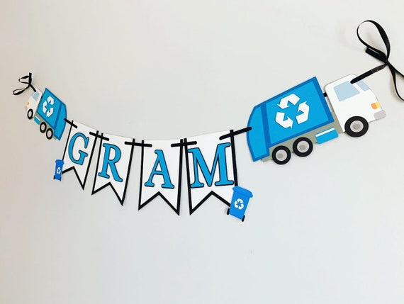 garbage truck birthday, recycling truck birthday, blue garbage recycling truck birthday, garbage truck decorations, birthday decorations Il_570xn