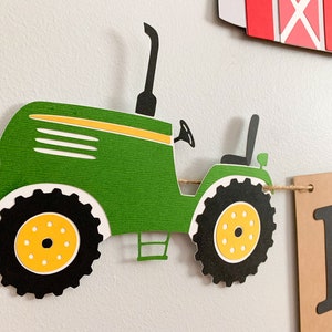red tractor birthday decorations, red tractor barnyard birthday decorations, tractor barn birthday banner, old macdonald birthday decoration image 3