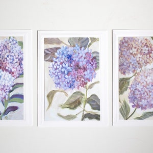 Floral Art Cards Set, Blank Notecards, Greeting Cards, Hydrangeas, Botanical, Cottage Style Notecards image 2