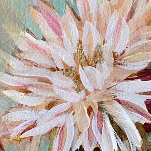 Framed Original Mini Painting, Cafe au Lait Dahlia, Small Artwork, Mixed Media, Works on Paper, 6 x 6 image 3