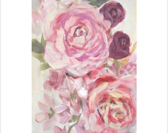 Fine Art Print, Cascading Roses, Print from Original Acrylic Painting, Contemporary Art