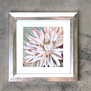 Framed Original Mini Painting, Cafe au Lait Dahlia, Small Artwork, Mixed Media, Works on Paper, 6 x 6 image 1