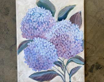 Original Blue Hydrangeas Painting, Wedgewood Blue Hydrangeas, Acrylic on Canvas 8" x 10"
