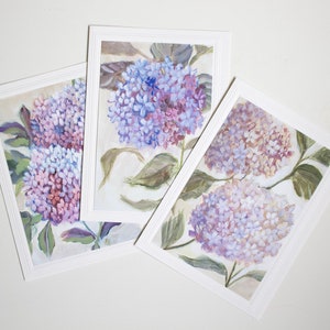 Floral Art Cards Set, Blank Notecards, Greeting Cards, Hydrangeas, Botanical, Cottage Style Notecards image 1