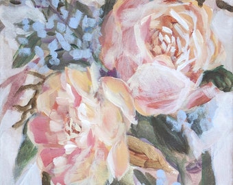 Fine Art Print, Vintage Roses, Print from Original Acrylic Painting, Contemporary Art