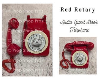 FREE SHIPPING! Red Rotary Audio Guestbooks Phone Wedding Recorder a great addition to any special occasion - Wedding Guestbook