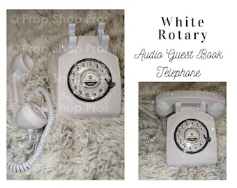 FREE SHIPPING! White Rotary Audio Guestbooks Phone, Phone Wedding Recorder a great addition to any special occasion - Wedding Guestbook
