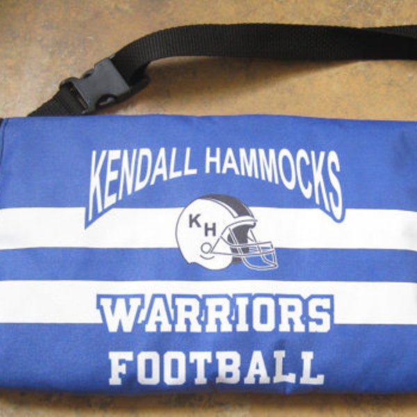 Custom Football Hand Warmer with player name and School logo on Handwarmer