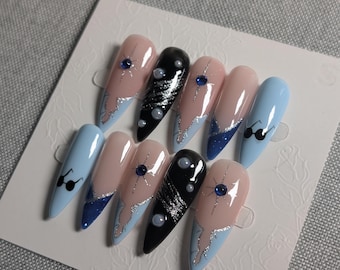 Gojo Satoru JJK Press On Nails • Handmade Anime Cosplay Nail Set