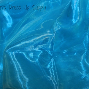 Teal Mirror Organza Fabric, Teal Blue Organza, Sheer Fabrics, Sheer Shiny Teal Fabric, Dressmaking fabric, Fabric by the yard, Costumes