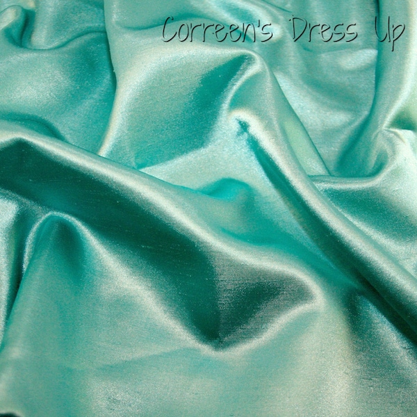 Jade Shatung Satin - Faux Shatung - Jade Green Satin -Polyester Satin Fabric - Bridal Fabric - Dressmaking - Costume Fabrics - DIY
