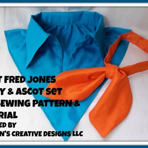 Fred Jones Adult Costume Collar and Ascot Sewing Pattern Digital Download, PDF Sewing Tutorial Mens Fred Jones Costume Sewing Tutorial, DIY image 1