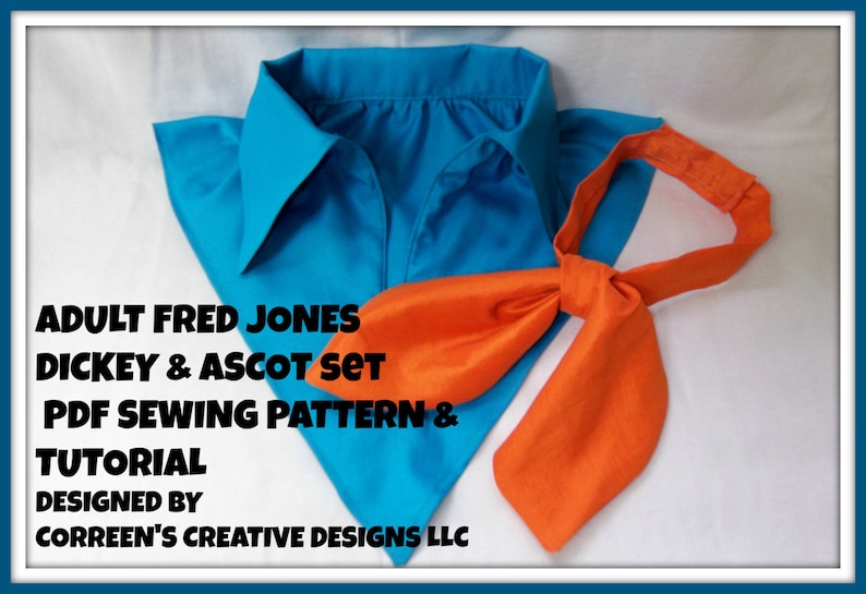 Fred Jones Adult Costume Collar and Ascot Sewing Pattern Digital Download, PDF Sewing Tutorial Mens Fred Jones Costume Sewing Tutorial, DIY image 1