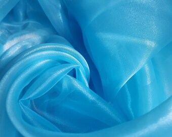 Aqua Crystal Organza Fabric - Aqua Organza - Aqua Sheer Fabric - Shiny Organza - Sheer Fabric - Dressmaking - Costume Fabrics - DIY