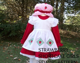 Strawberry Shortcake Dress Sewing Pattern - PDF - Girls Dress Sewing Pattern - Strawberry Shortcake Dress Tutorial - Strawberry Costume DIY