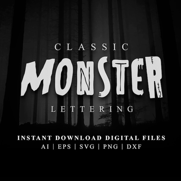 Classic Monster Title Lettering Volume 1. Graphic Vector Set Clip art. Digital Files. Vinyl Cutting files included.