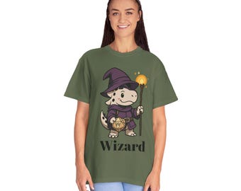 Whimsical Wizard T-Shirt, Cute Wizard Apparel, Unisex Cartoon T-shirt, Magical Gift for Kids & Adults, Halloween Costume Tee