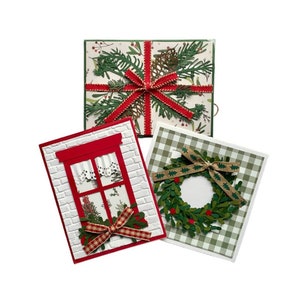 Juego de 3 tarjetas de Navidad hechas a mano (tarjetas 3d, tarjetas de Navidad, tarjetas navideñas, juego de tarjetas de Navidad, regalo de Navidad)