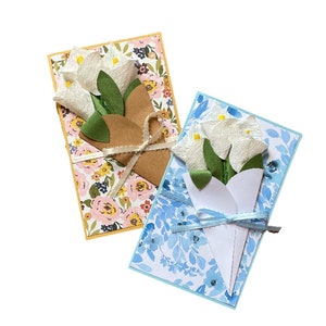 Calla Lily Bouquet Card (3d, personalizable, tarjeta hecha a mano, pensando en ti, tarjeta floral, tarjeta de cumpleaños, tarjeta de felicitación, regalo floral
