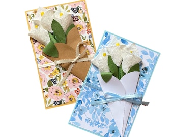 Handgemachte 3D Calla Lilien Bouquet Karte: Personalisierbares Blumengeschenk
