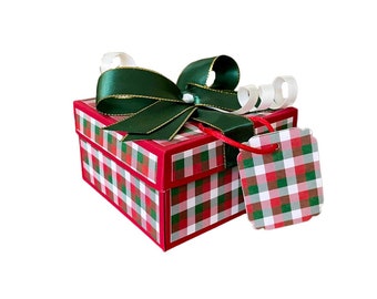 Christmas Gift Box, Decorative Bow & Tag, Jewelry, Money, Trinket Present