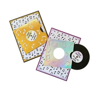 Vinyl Record Music Verjaardagskaart (Vaderdag, Moederdag kaart met muziekthema, handgemaakte muziekkaart nostalgisch)