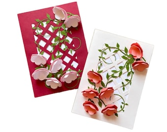 Floral Trellis Card (3D card, customizable, floral card, birthday card, mother's day card, handmade card, unique card)