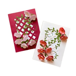 Tarjeta Floral Trellis (tarjeta 3D, personalizable, tarjeta floral, tarjeta de cumpleaños, tarjeta del día de la madre, tarjeta hecha a mano, tarjeta única)