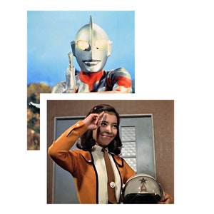 ULTRAMAN (2) Two Large Fridge Magnets Gift 1960&#39;s Sci Fi TV Show Japan Science Patrol
