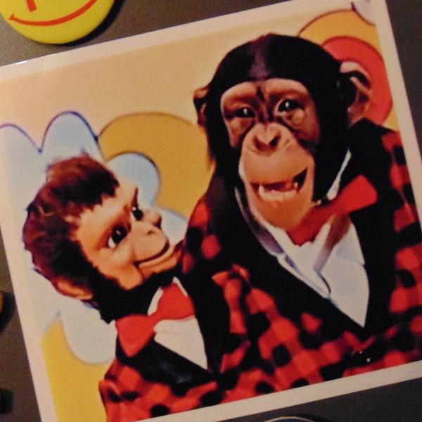 Funny Lancelot Link Large Fridge MAGNET Gift Ventriloquist Secret Chimp Spy Monkey 1970's TV Show Chimpanzee Animal Actor