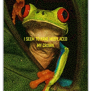 Funny FROG Crown PRINCE Royalty Collectible Unframed Art Photo Print Wall Decor Kitchen Farm House Media Room Home Office