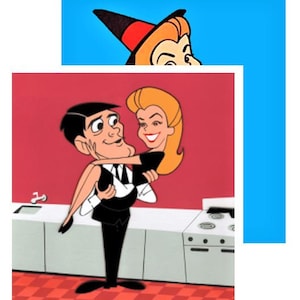 2 BEWITCHED TV Fridge Magnets Classic 1960&#39;s Television Show Open Good Witch Samantha Darrin Stephens Witchcraft Gift For Couple
