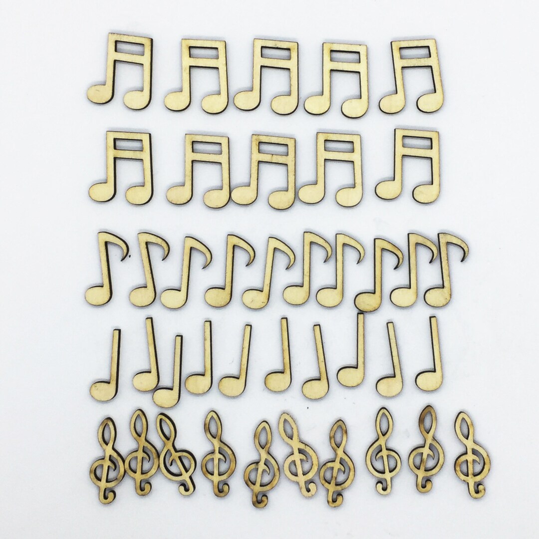 Wooden Music Note Embellishments Lasercut Birch Plywood Etsy
