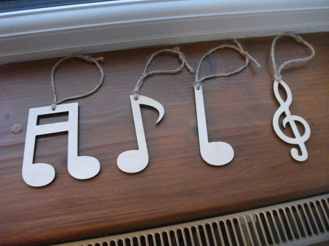 Set of 4 Wooden Music Notes Christmas Tree Decorations Etsy