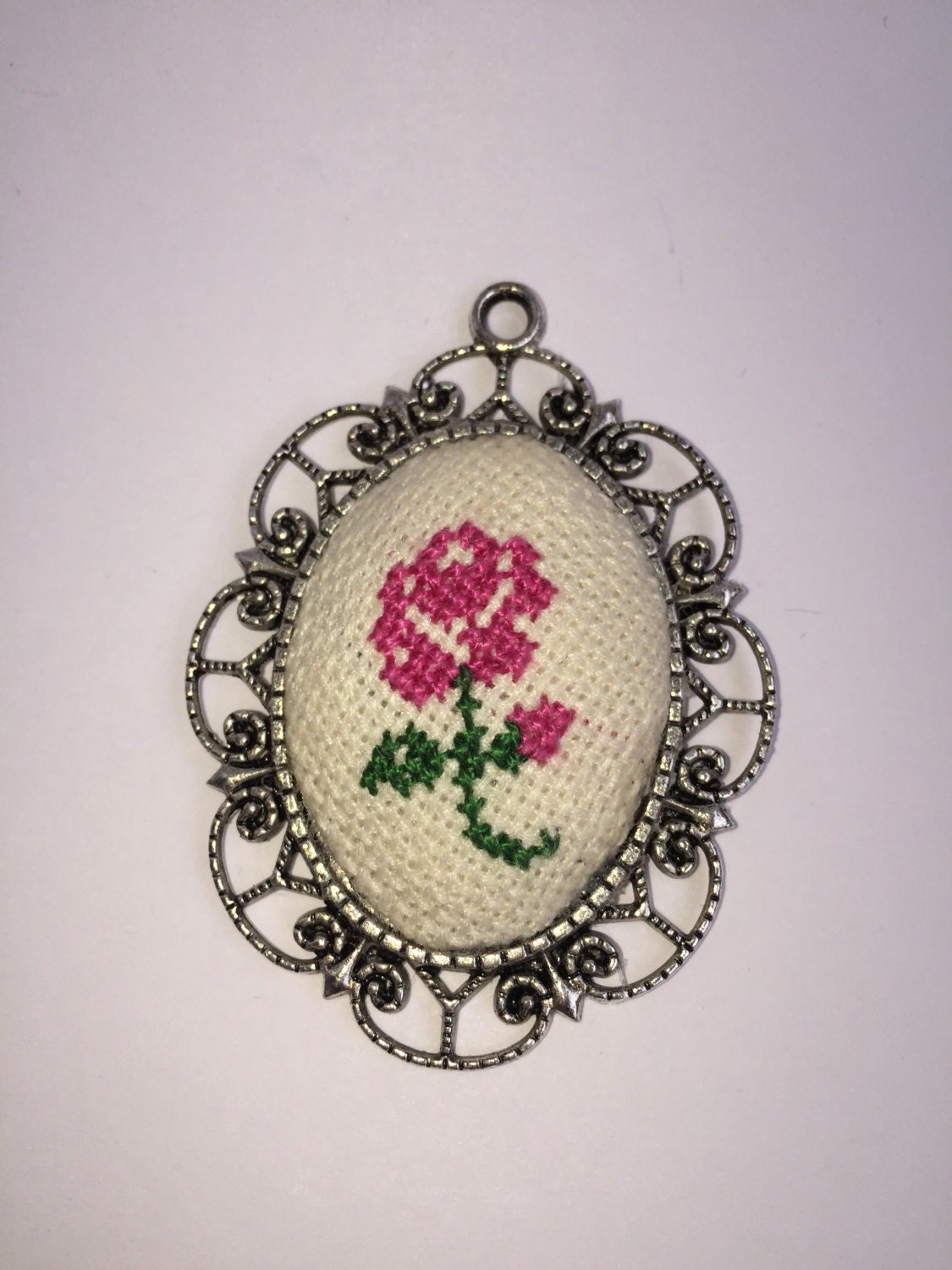 Cross Stitch Necklace Cross Stitch Pendant Necklace Cross Etsy