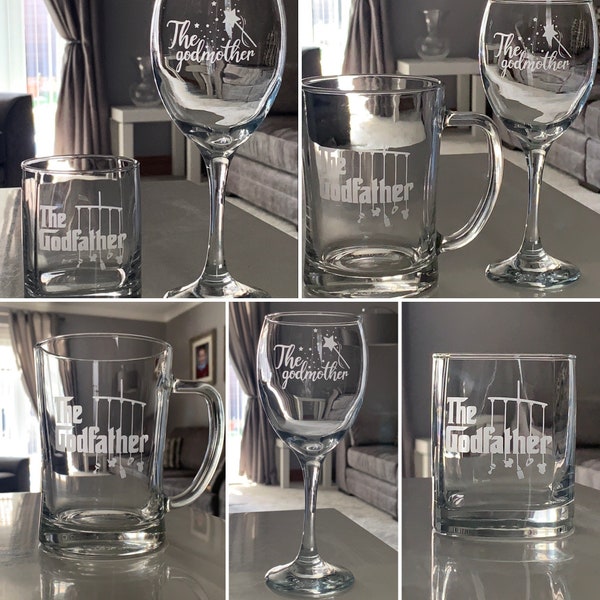 Personalised The God Father God Mother engraved glass christening day gifts perfect gift baptism