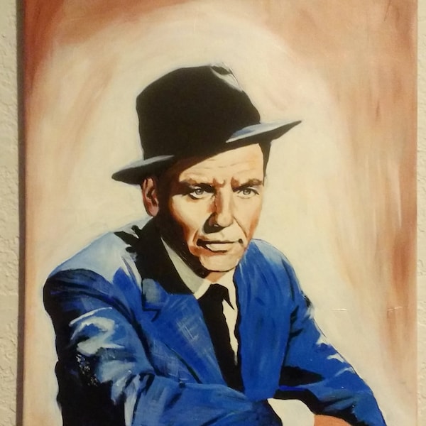 Portrait, portrait painting, Frank Sinatra, retro, music art, original painting, painting on canvas, wall art, wall decor, gift idea, decor