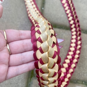 Maroon and Gold Sparkle Graduation Ribbon lei