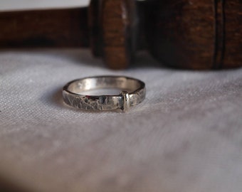 Fedina matrimonio serie TV Fedina martellata Ring sterling silver 925, 3 mm anello Scozia sposi Highlands