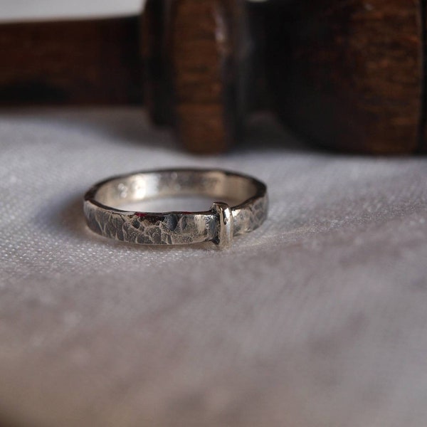 Wedding ring TV series Hammered ring Ring sterling silver 925, 3 mm ring Scotland Highlands bride and groom